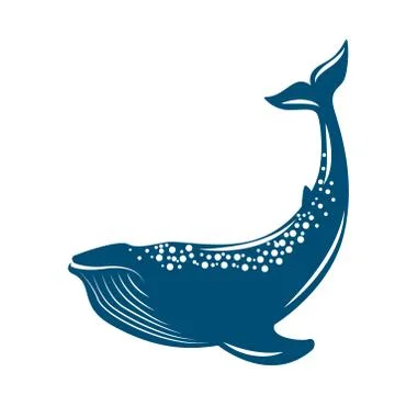 Whale. Vector illustration, flat style. Isolated on white. Stock Illustration