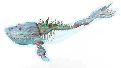 Whale of the veil on white background Stock Illustration