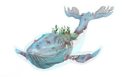 Whale of the veil on white background Stock Illustration