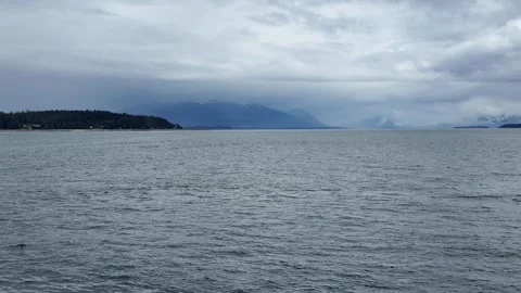 Whale watching from the upper deck of an Alaskan cruise ship. Scanning horizon Stock Footage 341369355