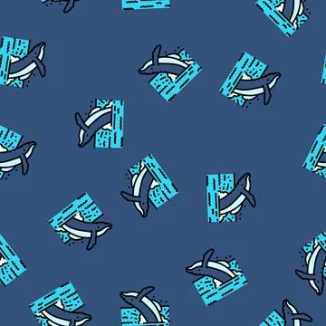 Whale watching winter vector seamless pattern 스톡 일러스트