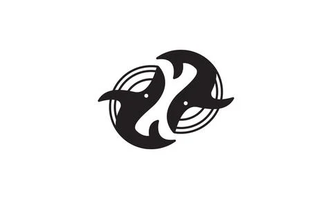 Whale yin-yang logo vector symbol icon design illustration Stock Illustration