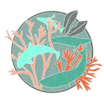 Whales in circle Stock Illustration