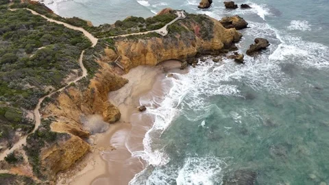 Whale’s Eye View: Sweeping Drone Panorama of Australia's Wild Coast Vídeo Stock 314563653