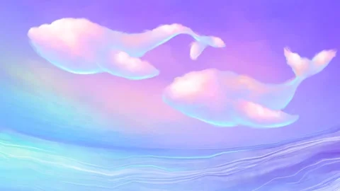 Whales made of clouds flying above the sea Stock Footage 277666439