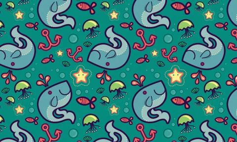 Whales pattern background Stock Illustration