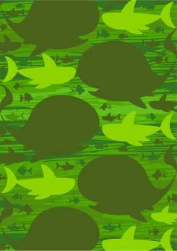 Whales with Sharks and Fish Pattern Stock-Illustration