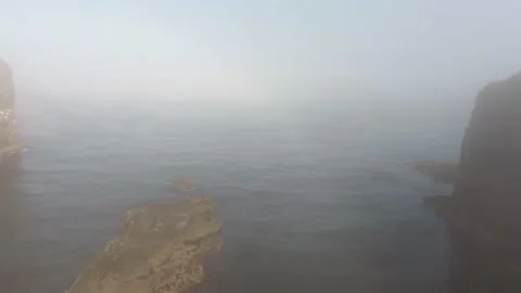 Whaligoe steps in Lybster Sutherland drone aerial video Stock Footage 247350725