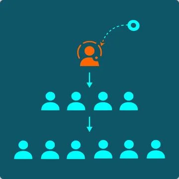 Whaling Attack – Executive Isolated Above a Cascading Organizational Hierarchy Stock Illustration