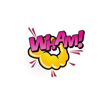 Wham comics pop art half tone cartoon bubble icon Illustrazione stock