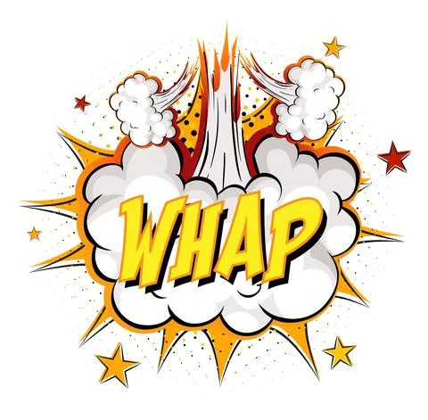 WHAP text on comic cloud explosion isolated on white background イラスト素材