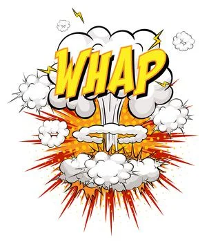 WHAP text on comic cloud explosion isolated on white background Stock Illustration