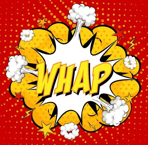 WHAP text on comic cloud explosion on red background Stock Illustration