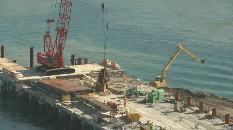 Wharf construction time lapse Stock Footage 306594