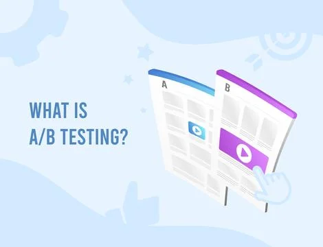 What is AB testing illustration. Split A and B test comparison with randomized Stock Illustration