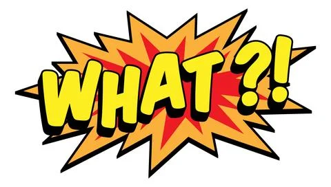 WHAT Comic Book Pop Art Halftone Label Graphic Stock Illustration