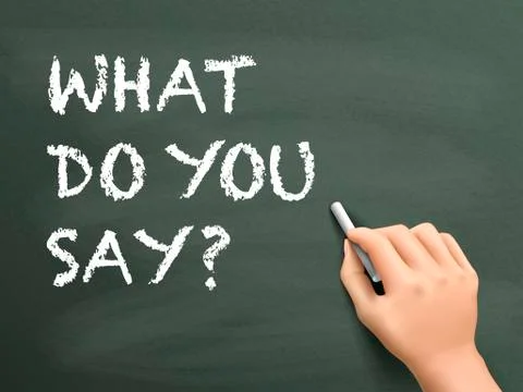 What do you say words written by hand Stock Illustration