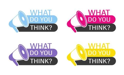 What do you think. Set of speach bubble with loudspeaker Stockillustratie