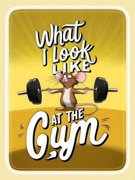 What i look like at the gym, mouse, gym, barbell, meme, weightlifting, joke.. Stock-Illustration