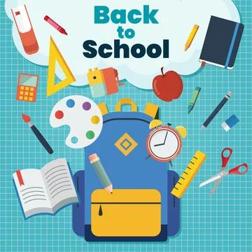 What is inside the backpack. Back to school poster. Stock Illustration
