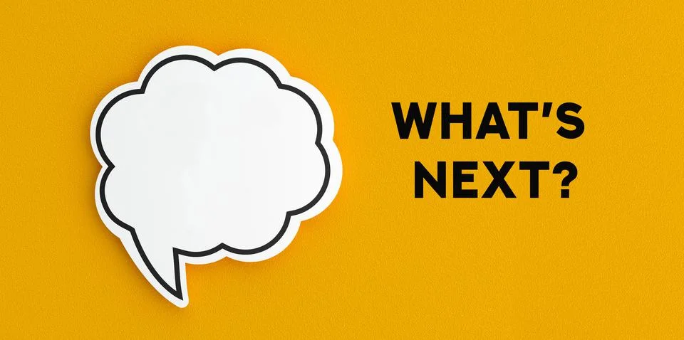 What is next? speech bubble Stock Illustration