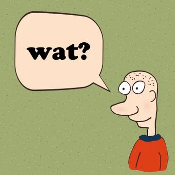 What or wat memo in question of funny guy. Internet Slang. Stock Illustration