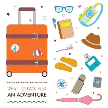 What to Pack for an Adventure イラスト素材