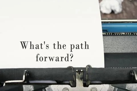 What is the path forward text on an old typewriter. Stock Photos