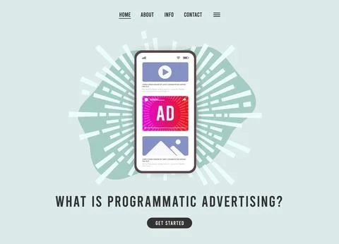 What is Programmatic Advertising website template concept. Native online Stock Illustration