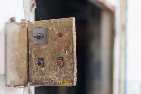 What remains of an electrical panel Stock Photos