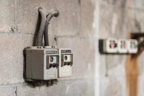 What remains of an electrical panel Stock Photos