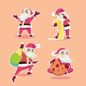 What Santa Clause does on Christmas Eve in a flat design style Stock Illustration