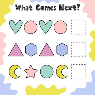 What shape comes next. Activity page for kids Stock Illustration