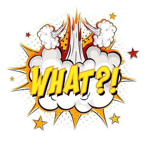 WHAT text on comic cloud explosion isolated on white background Stock Illustration