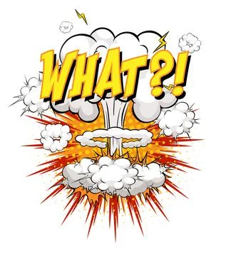 WHAT text on comic cloud explosion isolated on white background イラスト素材