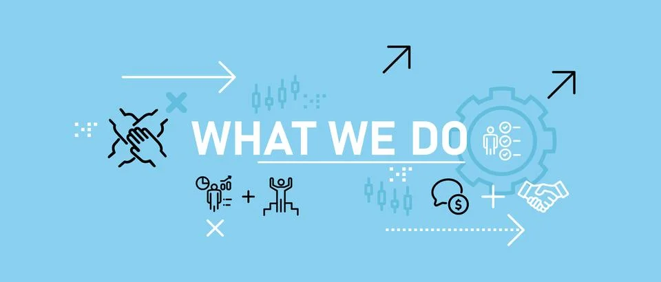 What we do web banner header business concept of company mission statement Stock Illustration