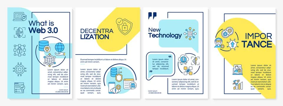 What is Web 3 0 blue and yellow brochure template イラスト素材
