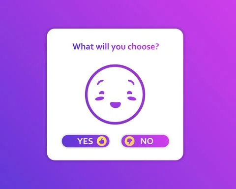 What will you choose. Quick wits test with smiling emoticon test exam with yes Illustrazione stock