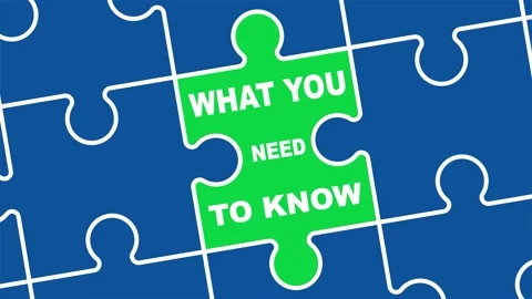 What you need to know. The text on the puzzle. Folded black puzzles elements. Stock Footage 234613050