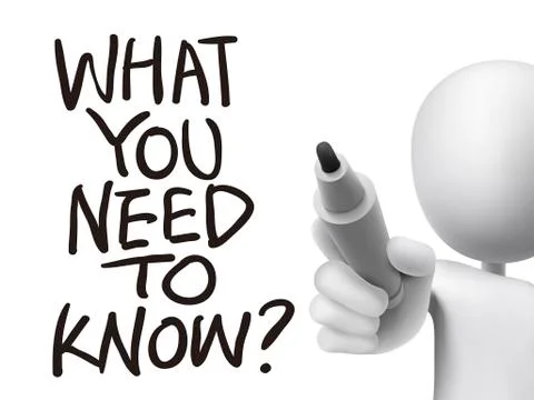 What you need to know written by 3d man Illustrazione stock
