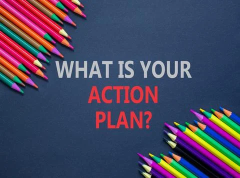 What is your action plan symbol. Concept words What is your action plan on .. Foto stock