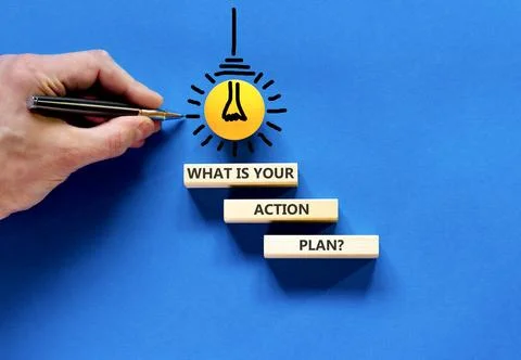 What is your action plan symbol. Concept words What is your action plan on .. Stock Photos
