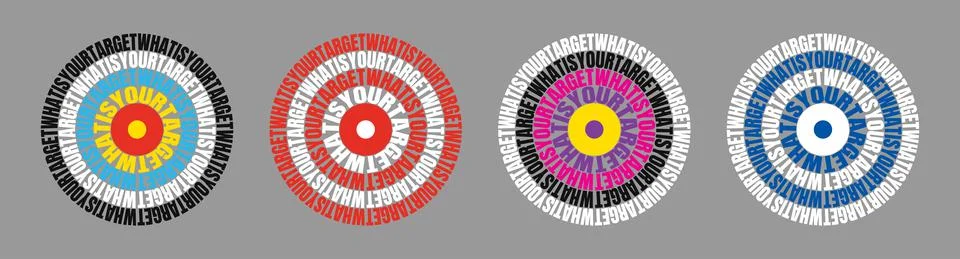 What is Your Target text wrap circle Archery target set vector illustration. Stock Illustration