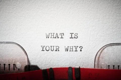 What is your why question text written with a typewriter. Stock Photos