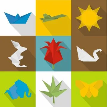 Whatman icons set, flat style Stock Illustration