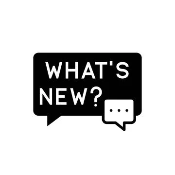WHAT'S NEW? Speech Bubble Icon with Bold Text and Dotted Ellipsis Stock Illustration