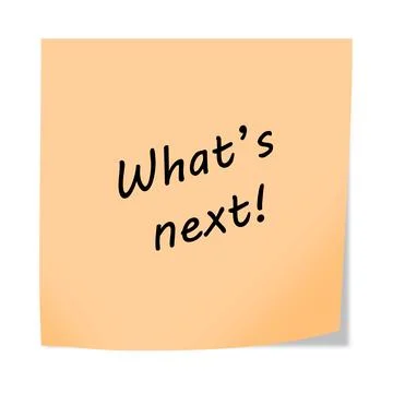 Whats next 3d illustration post note reminder on white with clipping path Stock Illustration