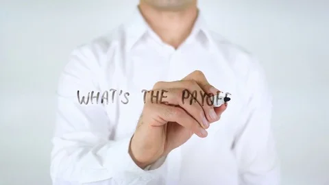 What's The Payoff, Man Writing on Glass Stock Footage