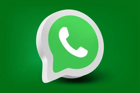 Whatsapp application 3d icon on green background. Vector editorial illustra.. Stock Illustration
