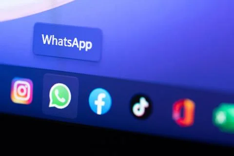 Whatsapp application icon on windows Stock Photos